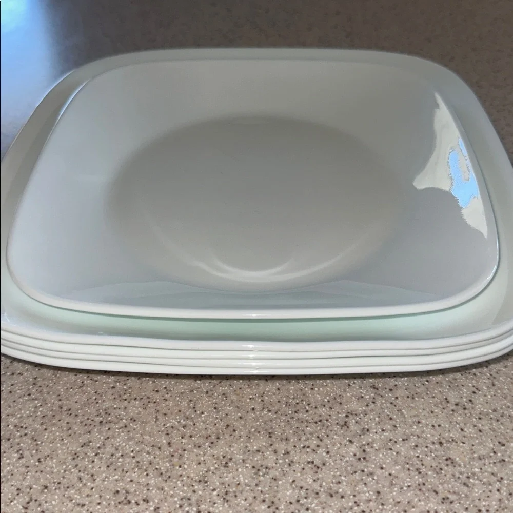 Corelle Pure White Square Dinner Luncheon Plates - Set of 5